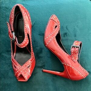 Bottega Veneta Red Mary Jane Heels Size 8